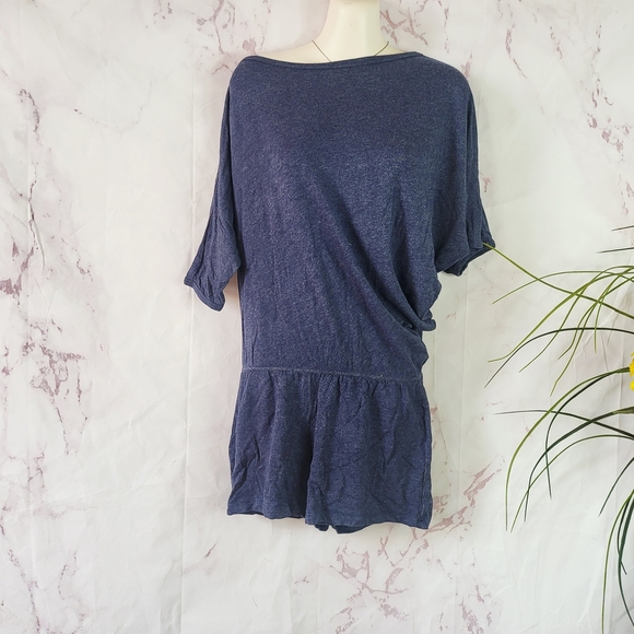 Tart Blue Relaxed Boxy Dolman Sleeve Blouse - Picture 1 of 3